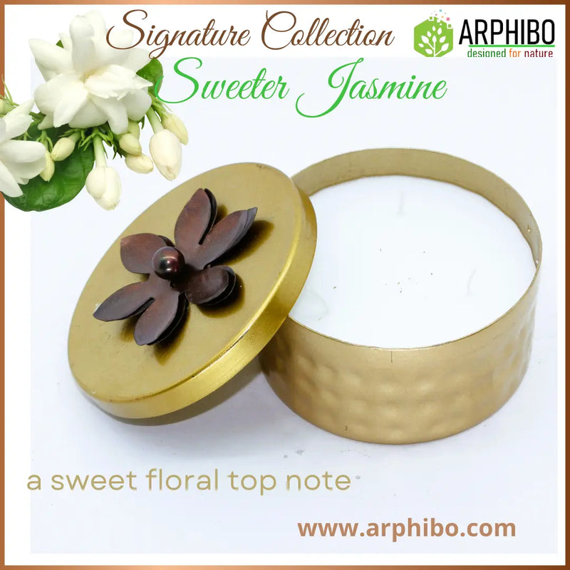 Premium Luxury Antique Metal Aroma Candle with Flower Lid | 200g