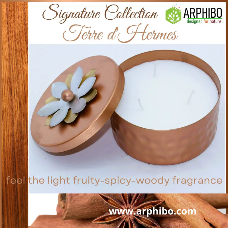 Premium Luxury Antique Metal Aroma Candle with Flower Lid | 200g