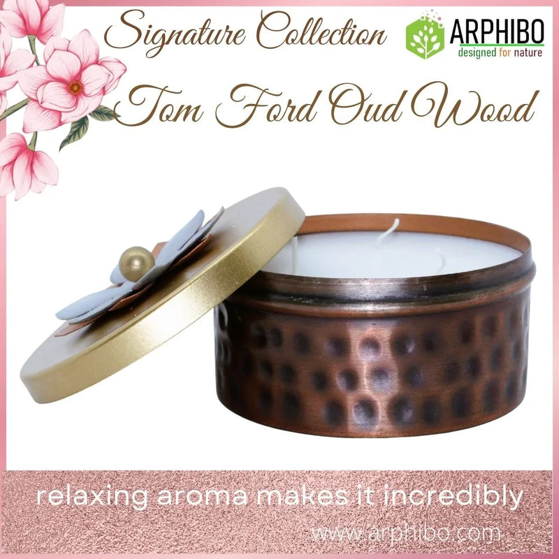 Premium Luxury Antique Metal Aroma Candle with Flower Lid | 200g