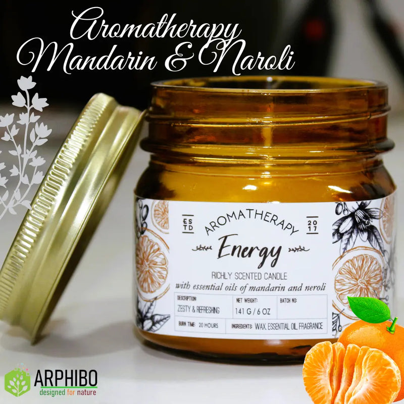 ARPHIBO Aroma Scented Candles Glass Jar with Essential Oils