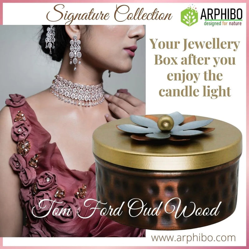 Premium Luxury Antique Metal Aroma Candle with Flower Lid | 200g