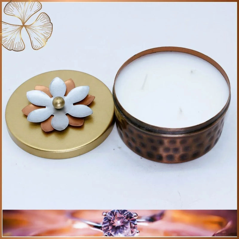 Premium Luxury Antique Metal Aroma Candle with Flower Lid | 200g