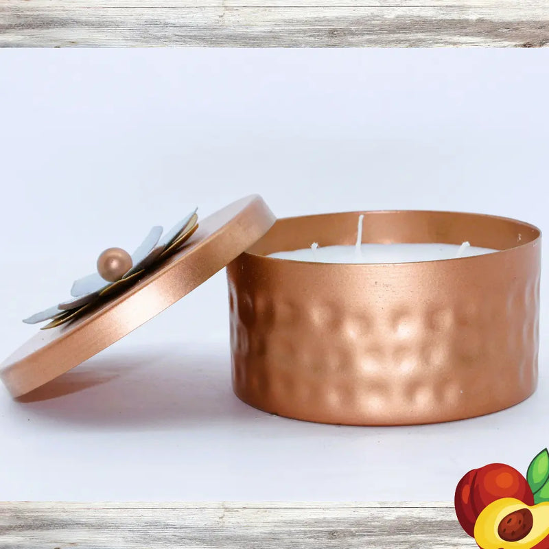 Premium Luxury Antique Metal Aroma Candle with Flower Lid | 200g