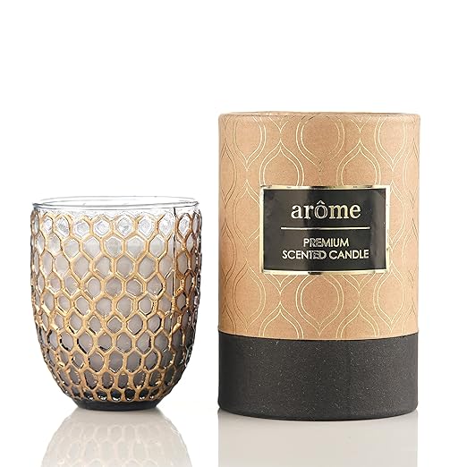 AROME Honey Comb Sunrise Glass Jar Scented Candle 225gms