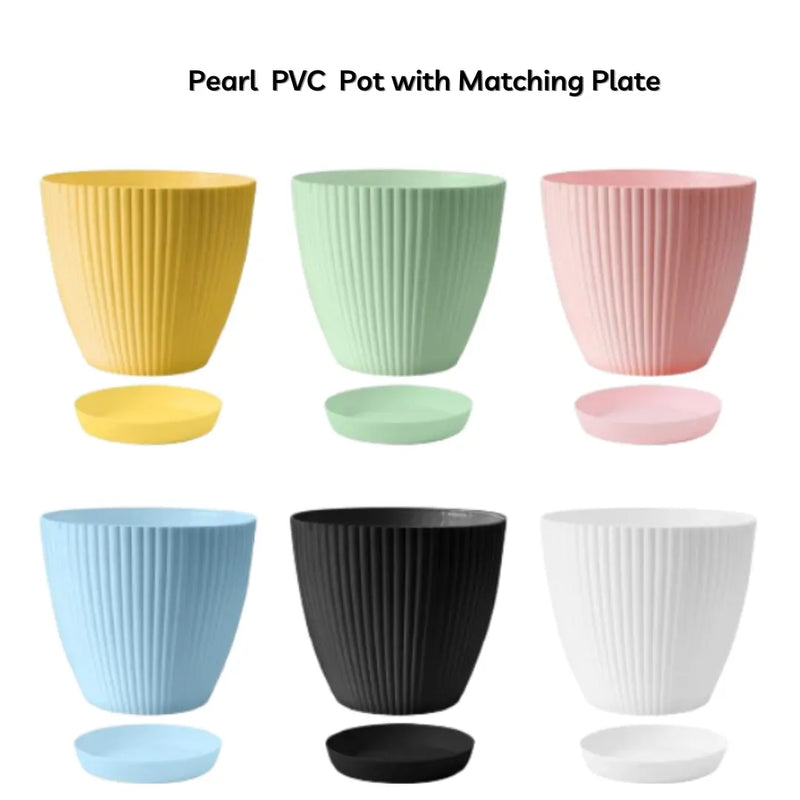 Pearl PVC Pots with Matching Plate