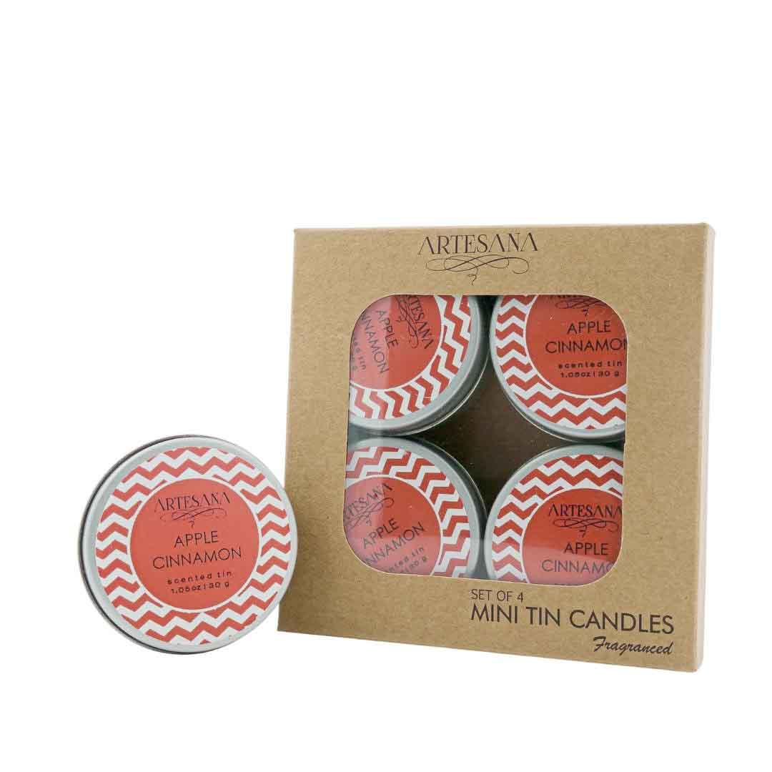 Aroma Candle Set of 4 Tin Pack 30g Each Apple Cinnamon