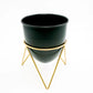 Elegant Metal Pot with Stand – Available in Golden, White & Black