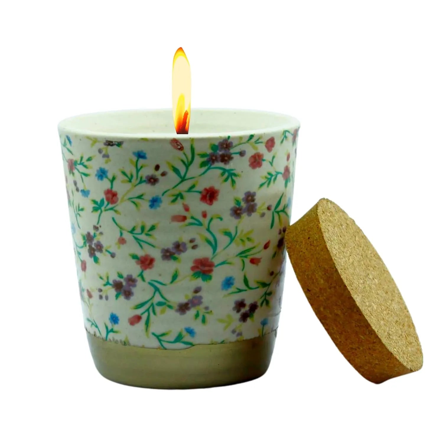 AROME Floral Decal Tumbler Scented Candle in Ceramic jar  180gm