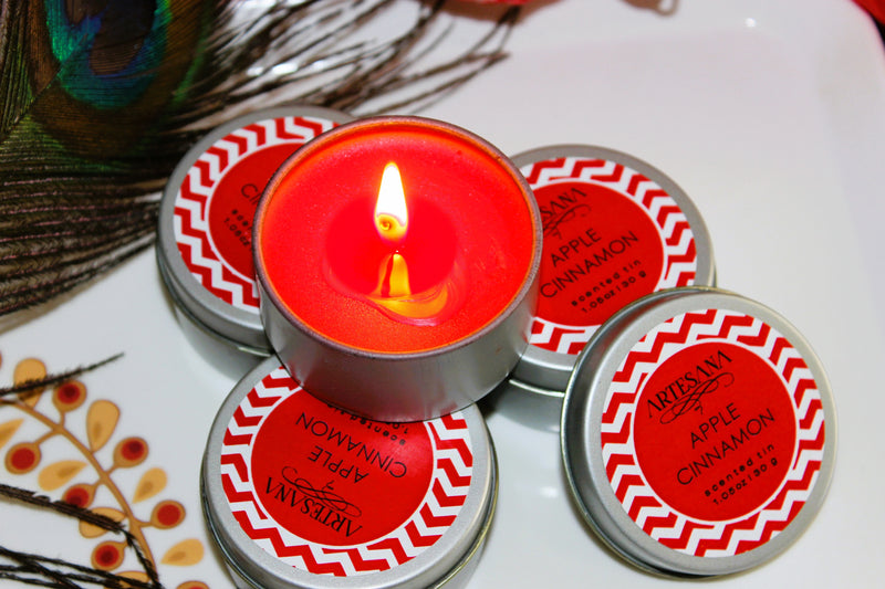 Aroma Candle Set of 4 Tin Pack 30g Each Apple Cinnamon