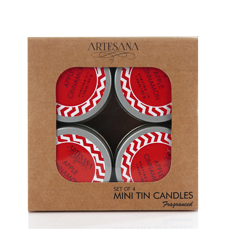 Aroma Candle Set of 4 Tin Pack 30g Each Apple Cinnamon