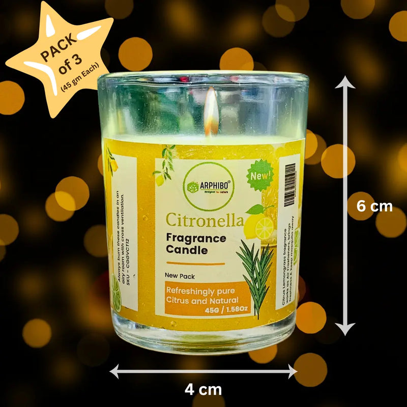 Citronella Aroma Scented Candles 45g Glass Jar Pack of 3